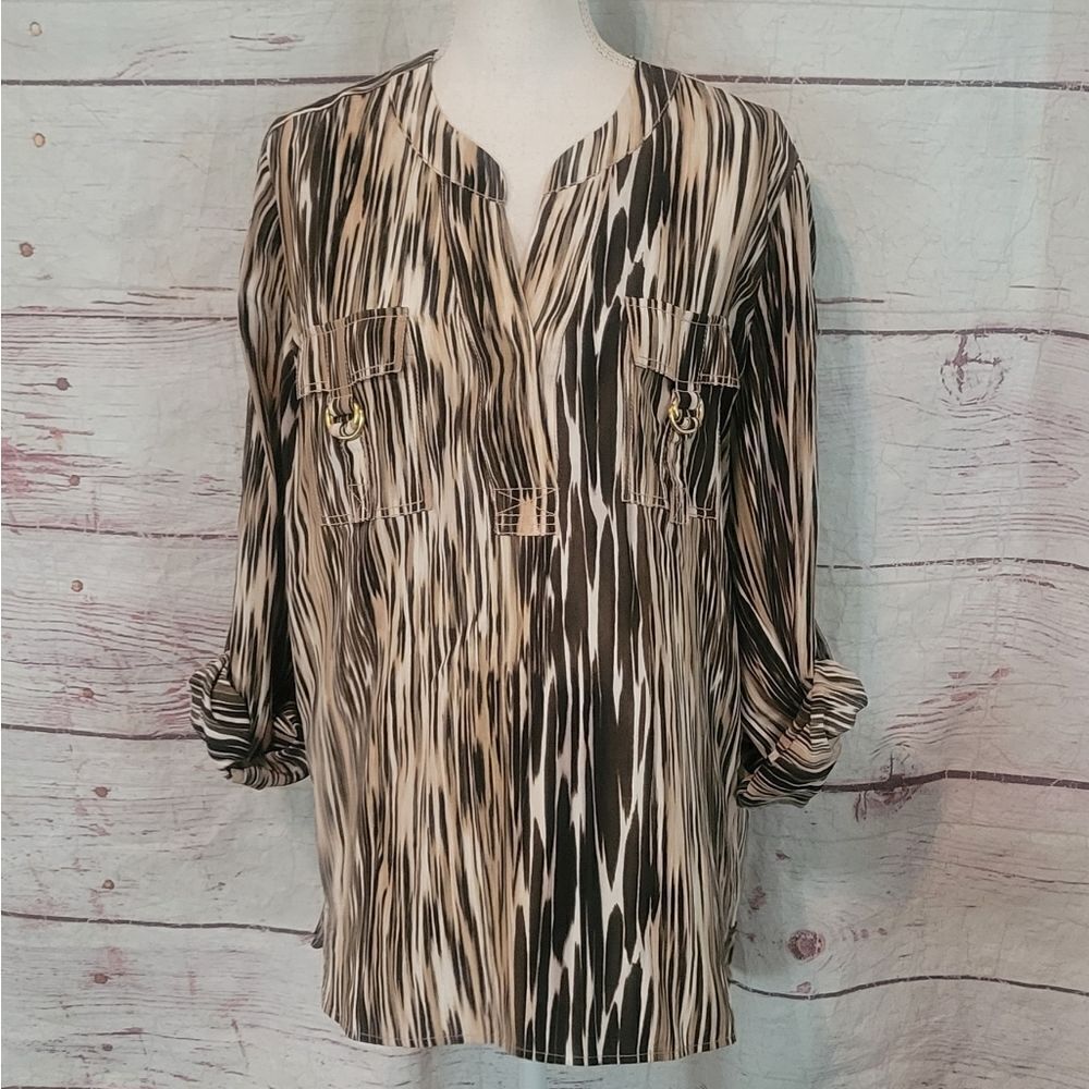 Diane von Furstenberg Danielle Silk Safari Blouse Size 10